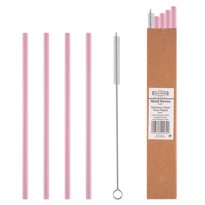 Edelstahl Strohhalme Rosa